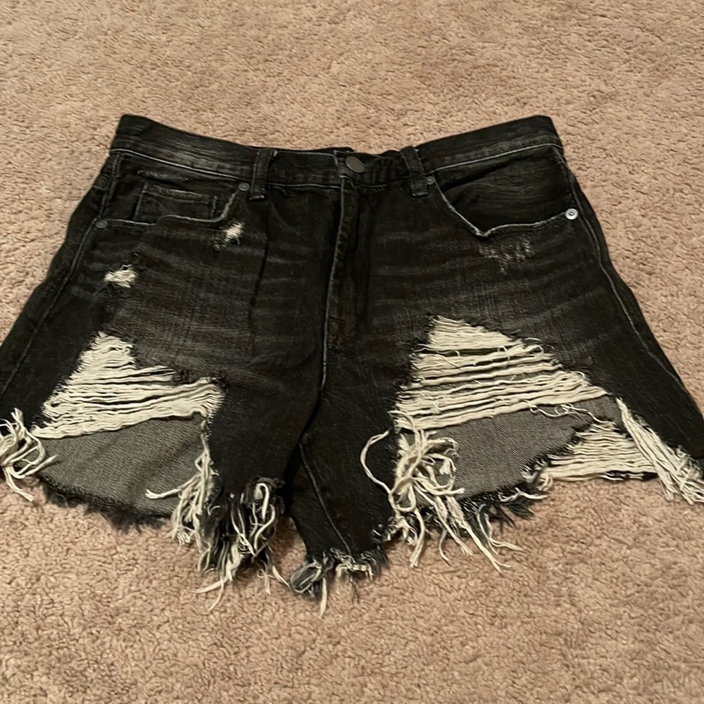 Blank NYC black denim shredded shorts